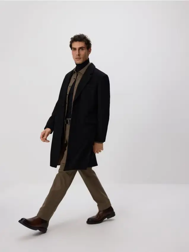 Cappotto lungo misto lana - nero