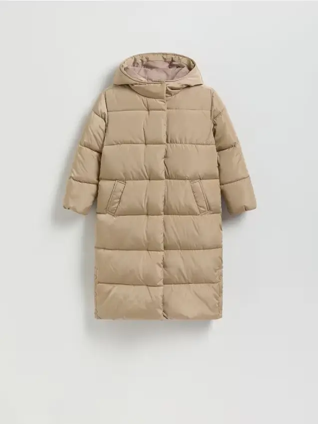 Cappotto lungo trapuntato con cappuccio - nude