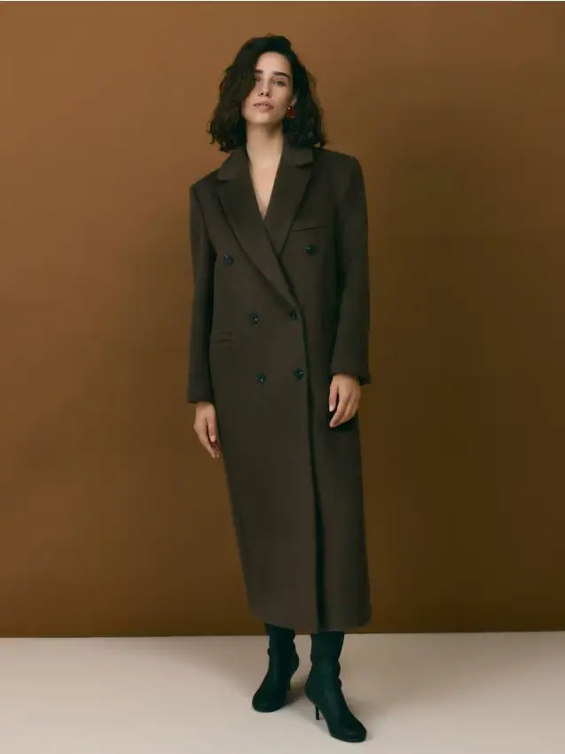 Cappotto oversize misto lana - marrone polveroso