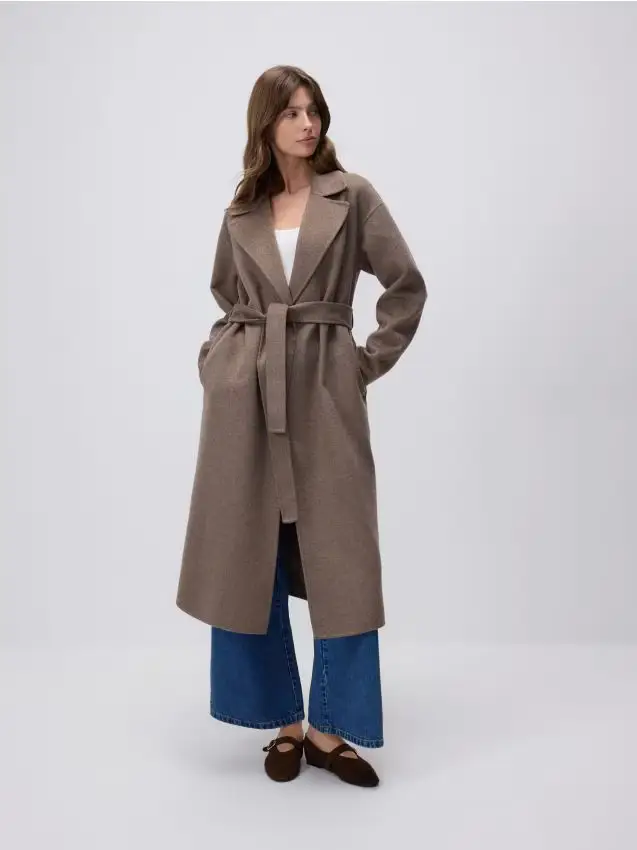 Cappotto realizzato a mano in misto lana - caffè