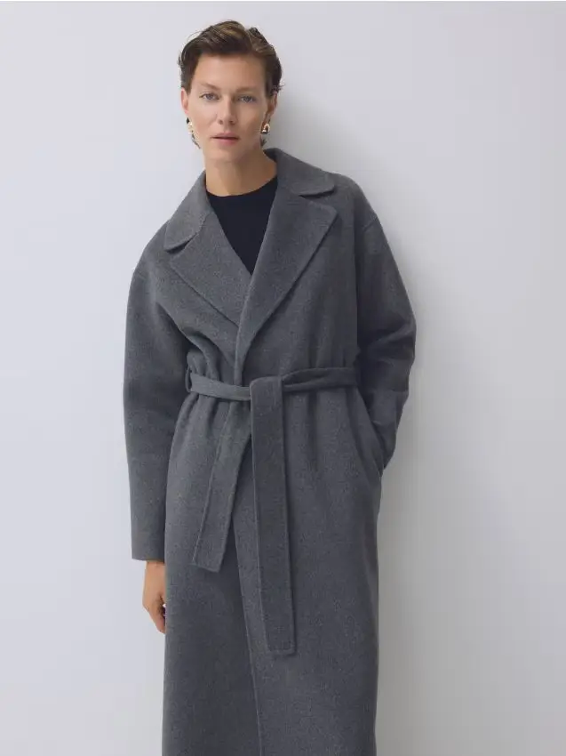 Cappotto realizzato a mano in misto lana - grigio scuro