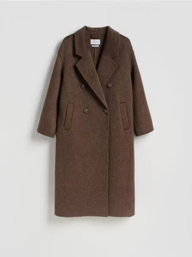 Cappotto realizzato a mano in misto lana - marrone scuro