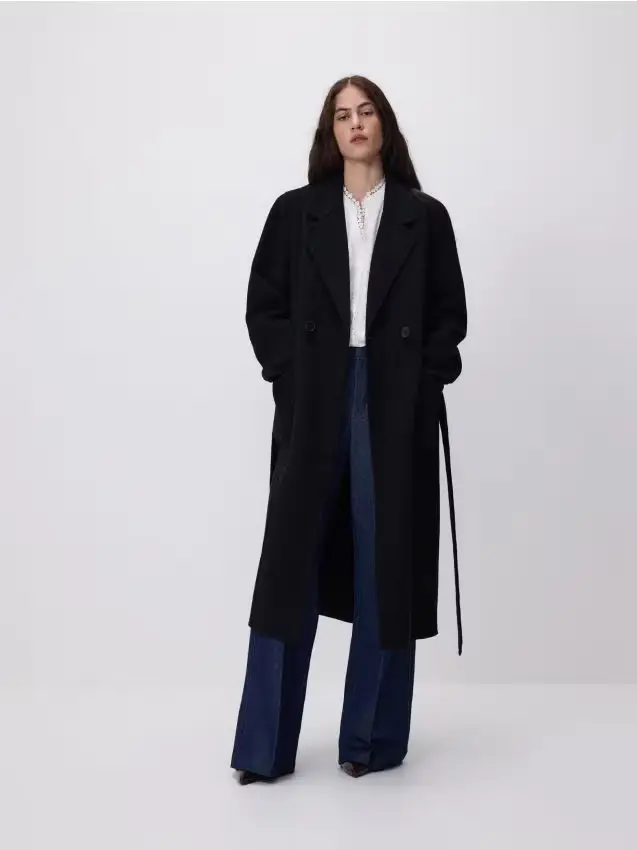 Cappotto realizzato a mano in misto lana - nero