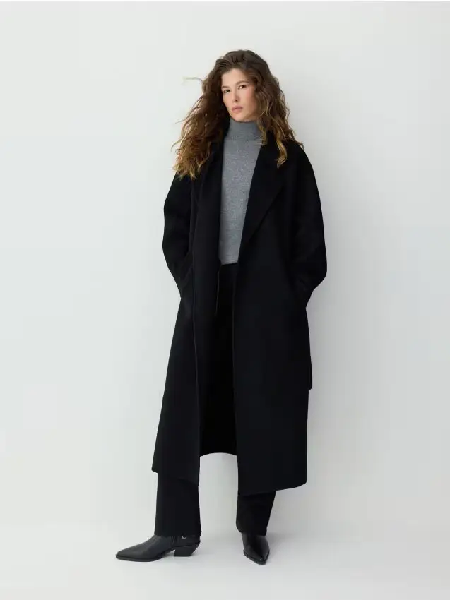 Cappotto realizzato a mano in misto lana - nero