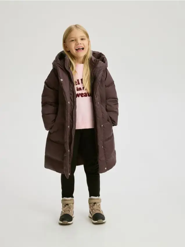 Cappotto trapuntato in piuma naturale - marrone scuro