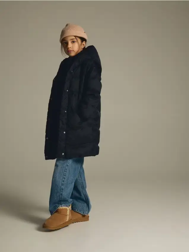 Cappotto trapuntato in piuma naturale - nero