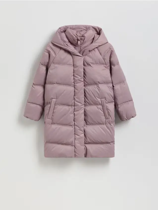 Cappotto trapuntato in piuma naturale - orchidea