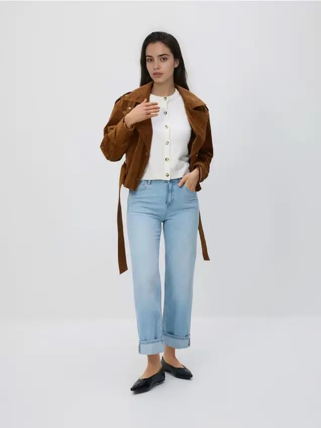 Cardigan a maniche corte - panna