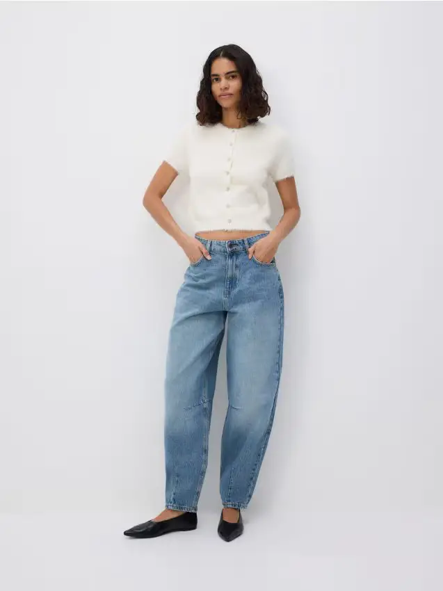 Cardigan a maniche corte - panna