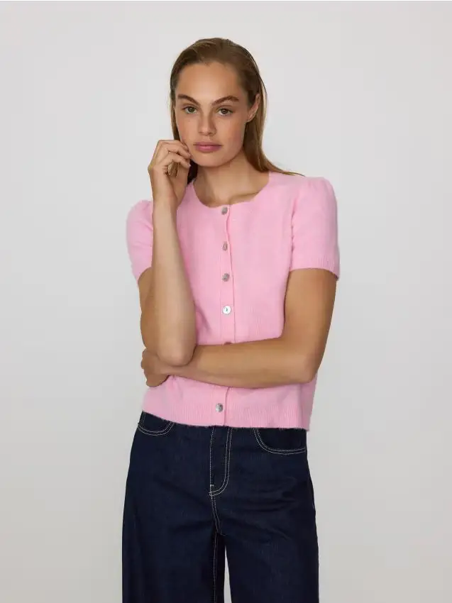 Cardigan a maniche corte - rosa