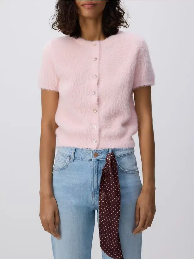 Cardigan a maniche corte - rosa