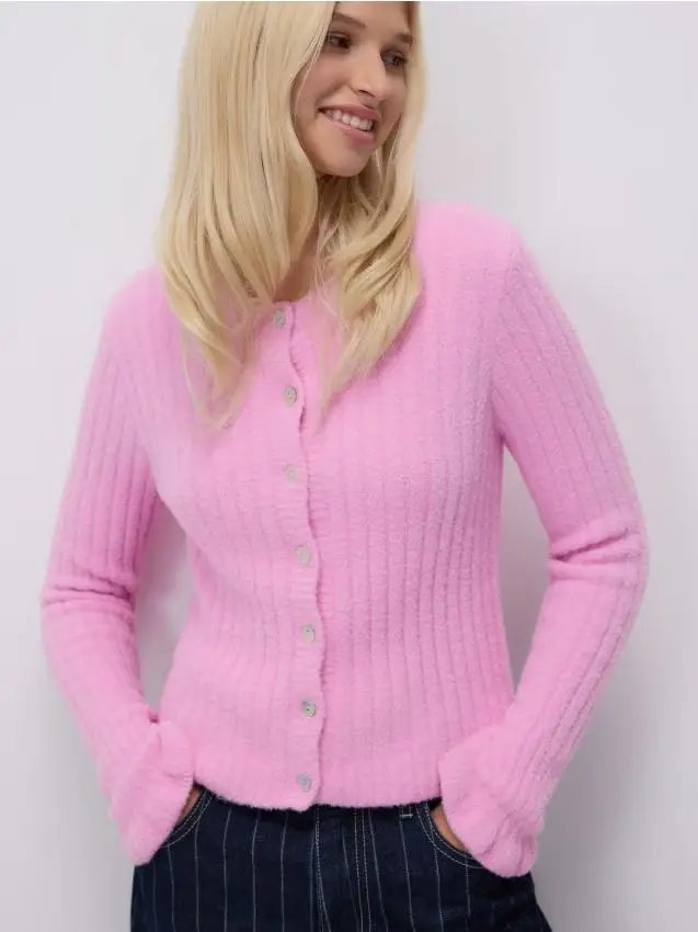 Cardigan a righe - rosa