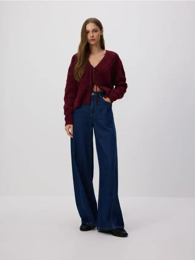 Cardigan con allacciatura - maroon