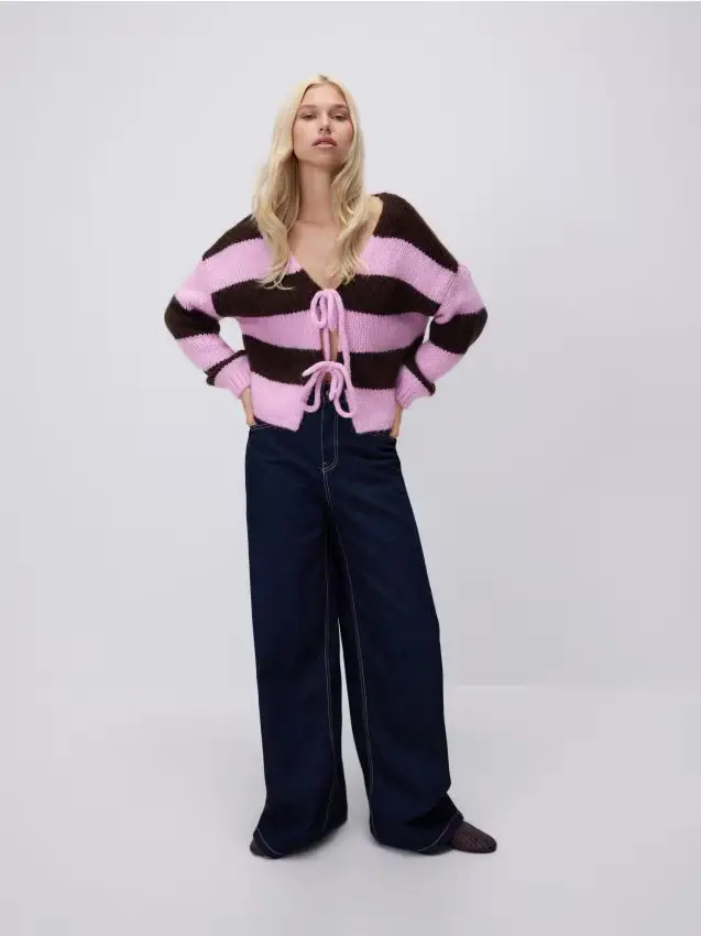 Cardigan con allacciatura - rosa