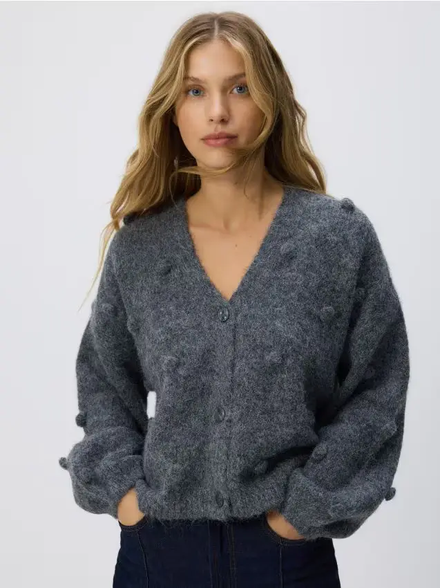 Cardigan con applicazioni - grigio medio