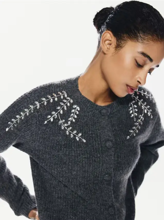 Cardigan con applicazioni - grigio scuro