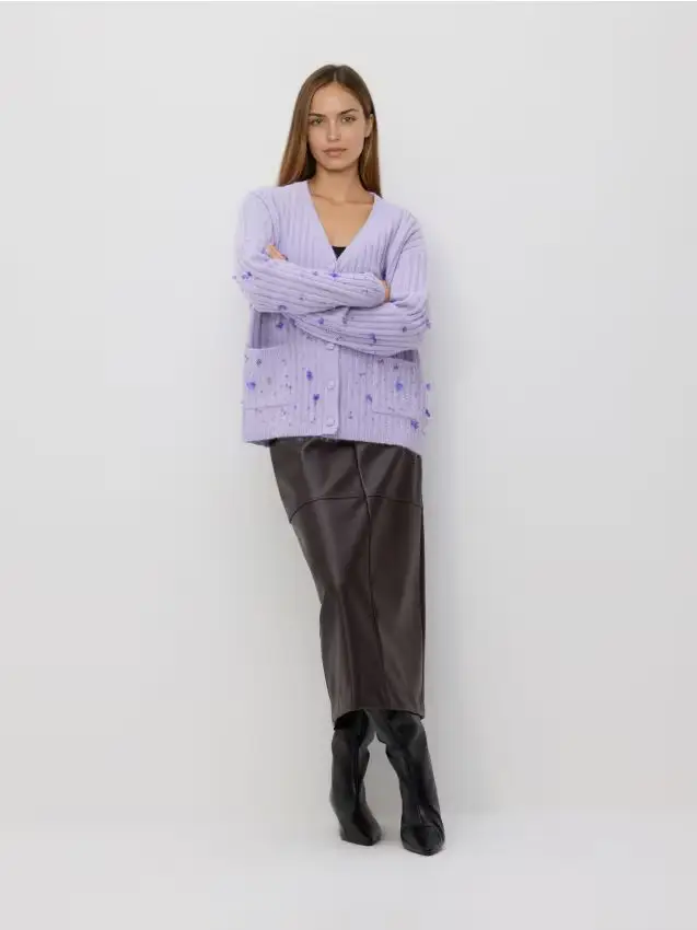 Cardigan con applicazioni - lavanda