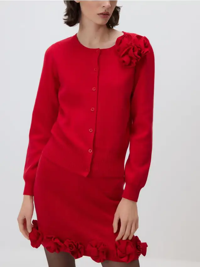 Cardigan con applicazioni - rosso