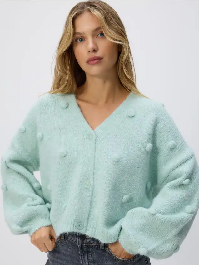 Cardigan con applicazioni - turchese pallido