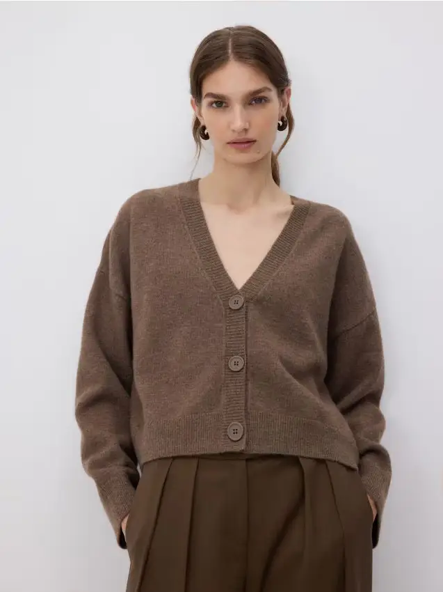 Cardigan con bottoni - caffè