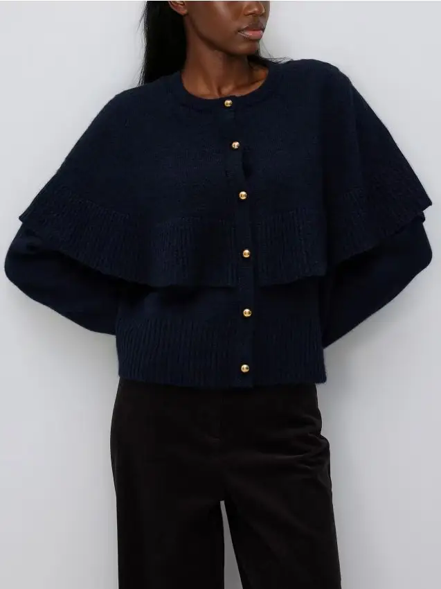 Cardigan con bottoni decorativi - blu scuro