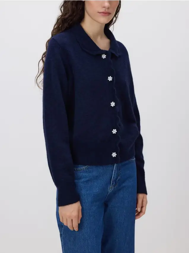 Cardigan con bottoni decorativi - blu scuro