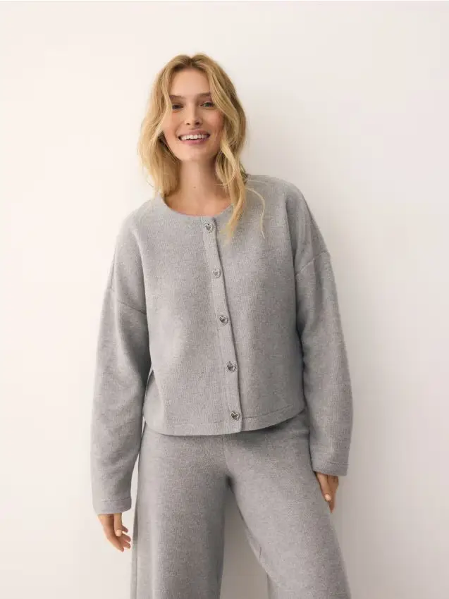 Cardigan con bottoni decorativi - grigio chiaro