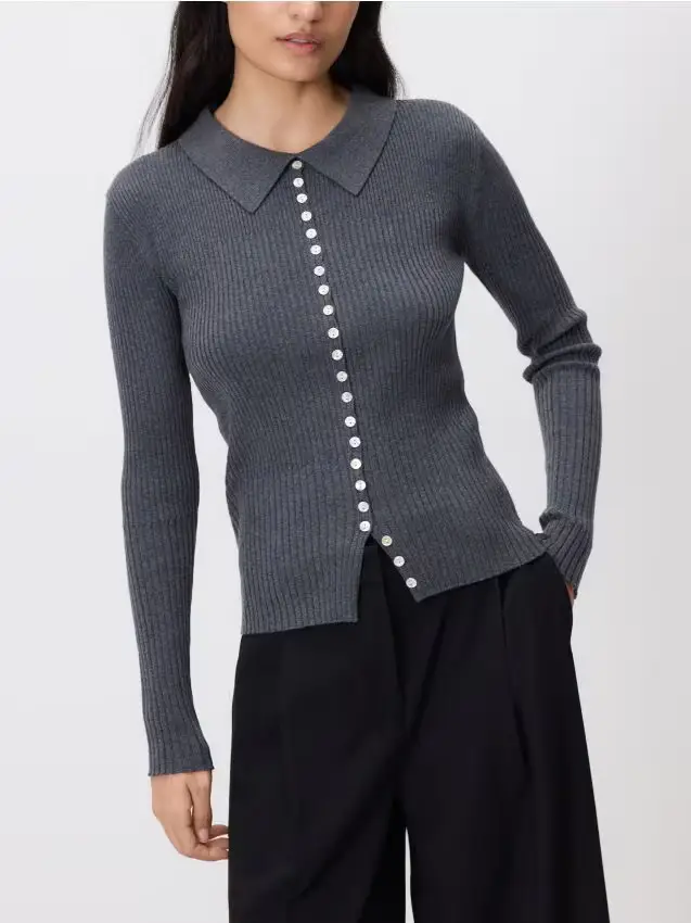 Cardigan con bottoni decorativi - grigio medio