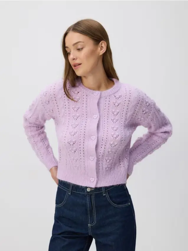 Cardigan con bottoni decorativi - lavanda