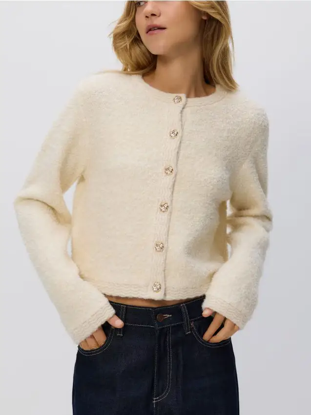 Cardigan con bottoni decorativi - nude