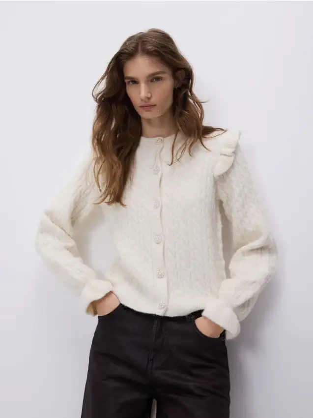 Cardigan con bottoni decorativi - nude