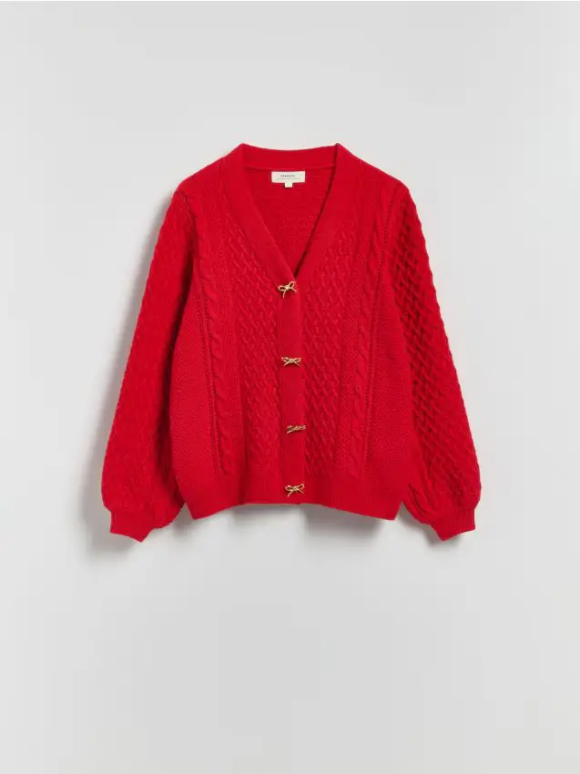 Cardigan con bottoni decorativi - rosso