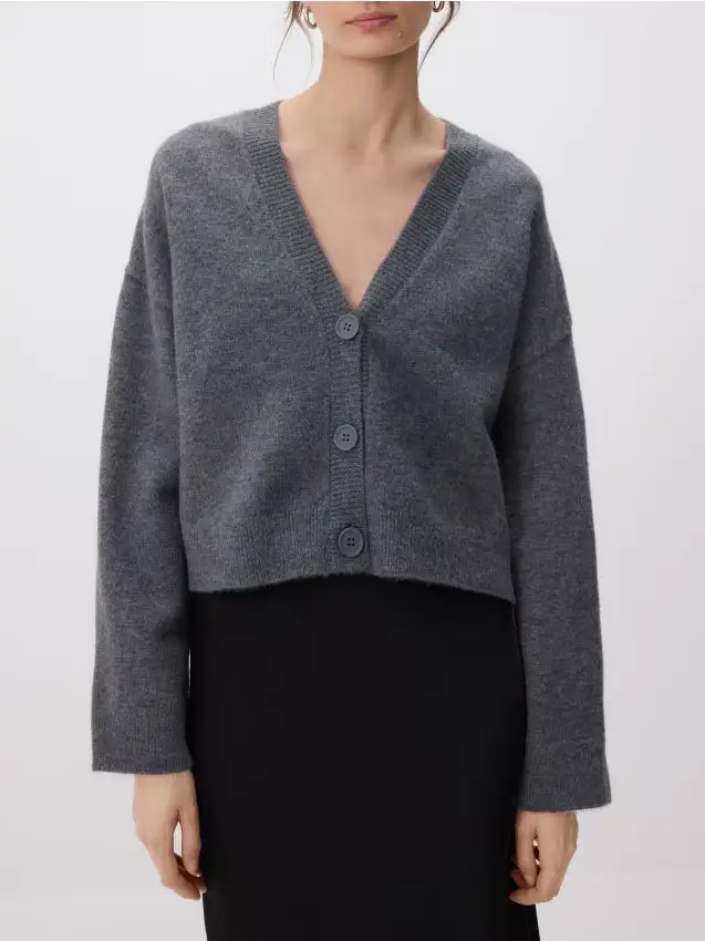 Cardigan con bottoni - grigio medio