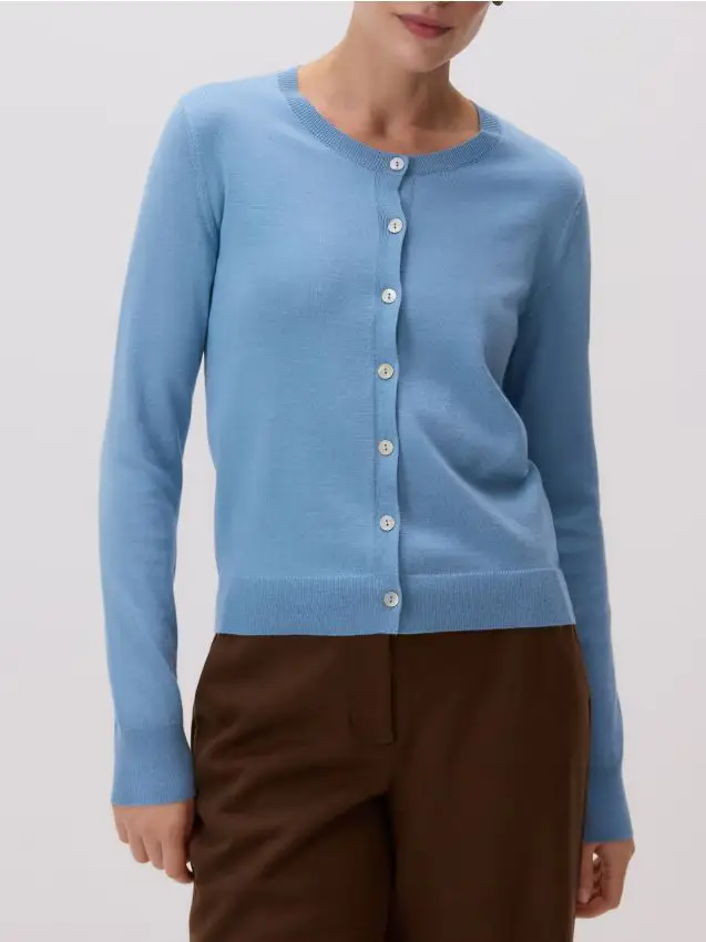 Cardigan con bottoni in viscosa - turchese chiaro