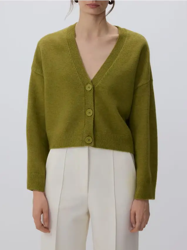 Cardigan con bottoni - verde oliva chiaro