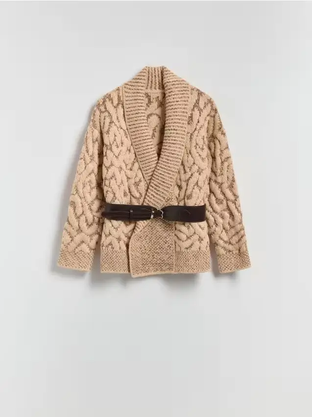 Cardigan con cintura - grano
