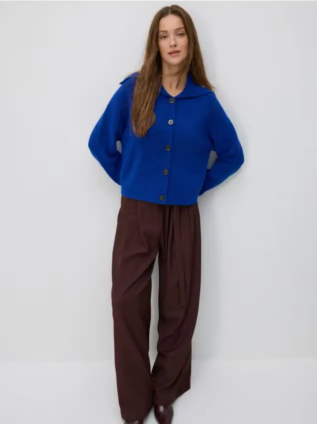 Cardigan con colletto - indaco