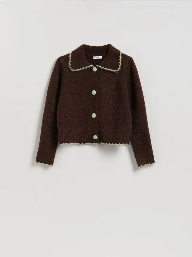 Cardigan con colletto - marrone