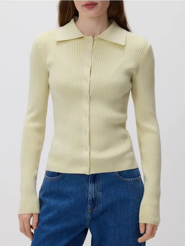 Cardigan con colletto - verde pallido