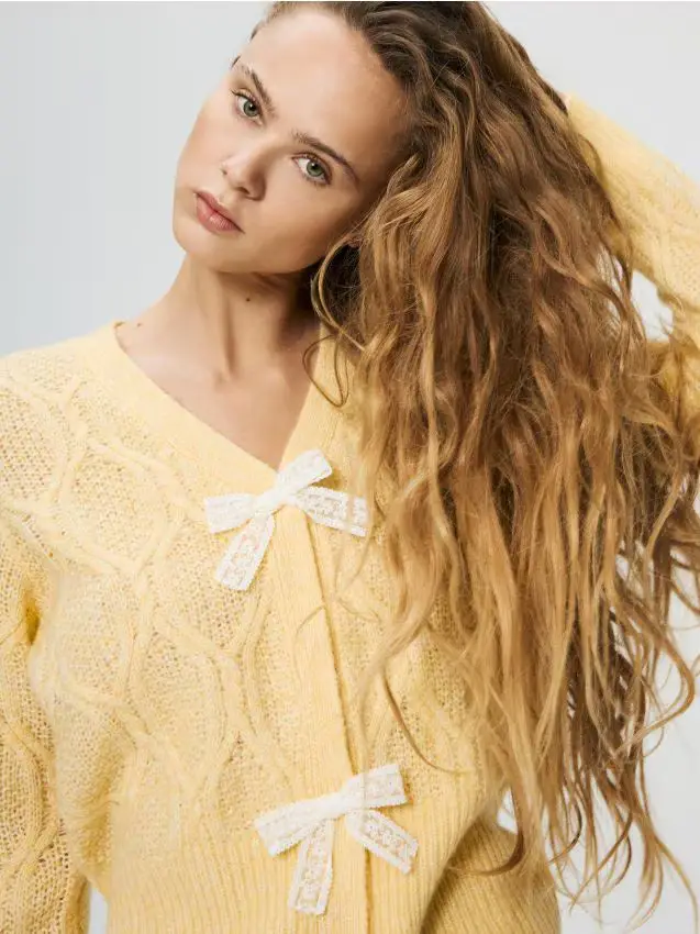 Cardigan con fiocchi - giallo