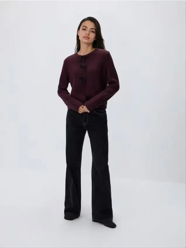 Cardigan con fiocchi - maroon