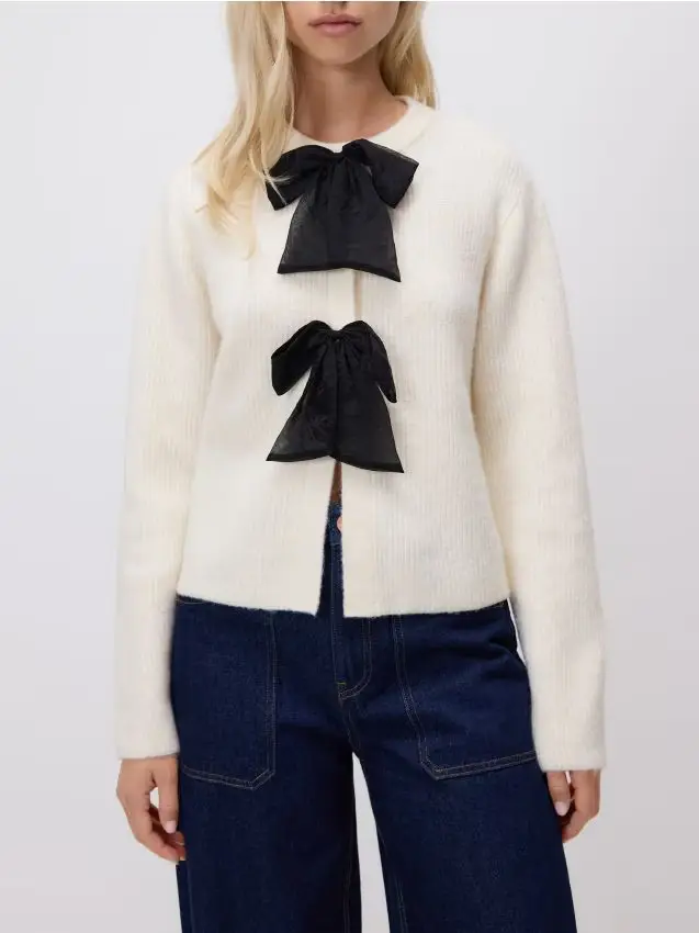 Cardigan con fiocchi - nude