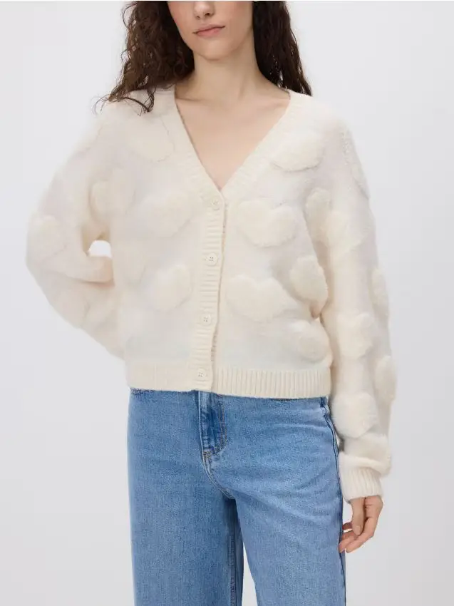 Cardigan con motivo strutturato - nude