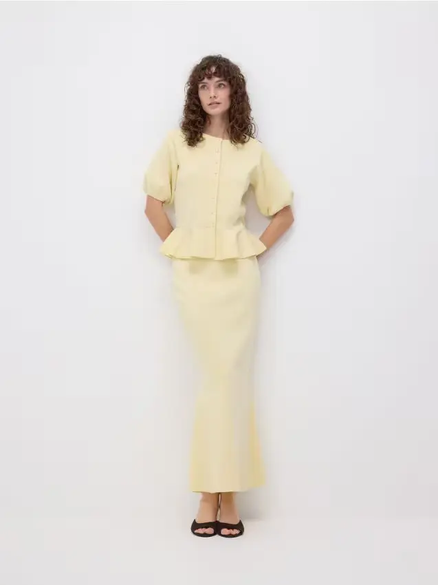 Cardigan con peplum - giallo chiaro