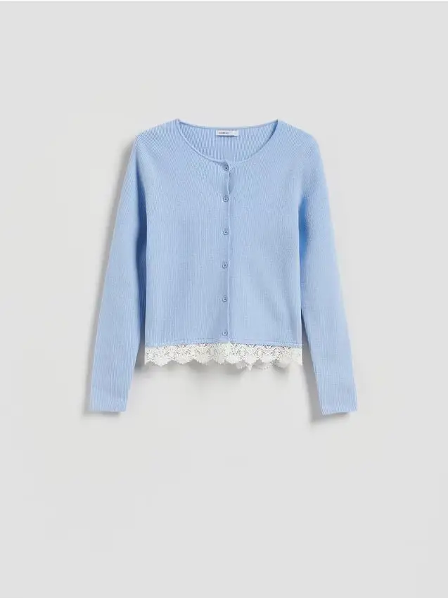 Cardigan con pizzo - azzurro