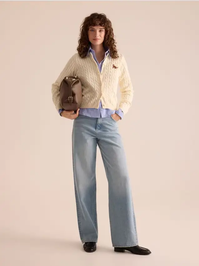 Cardigan con ricamo - nude