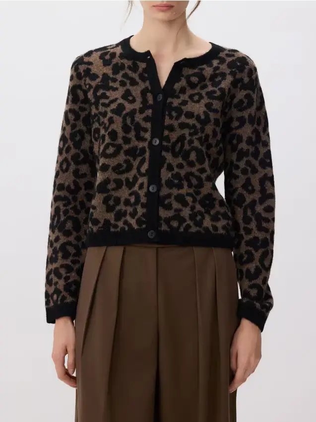 Cardigan con stampa leopardata - multicolore