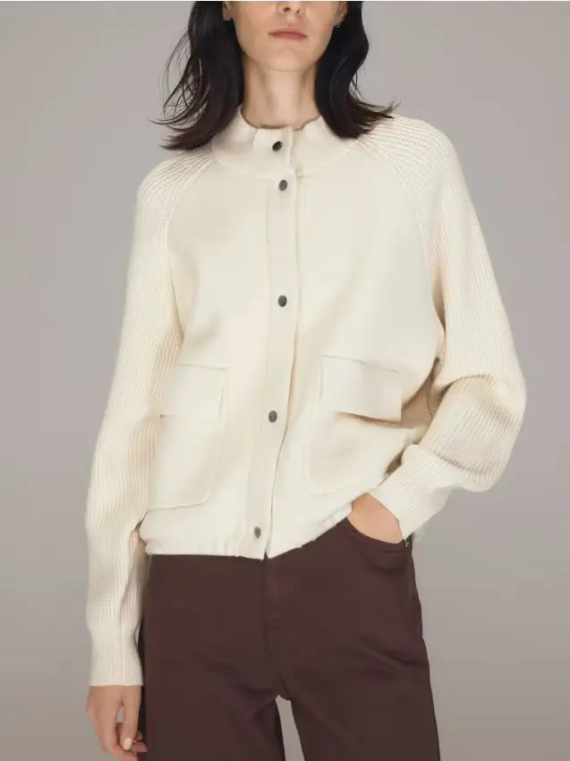 Cardigan con tasche - nude