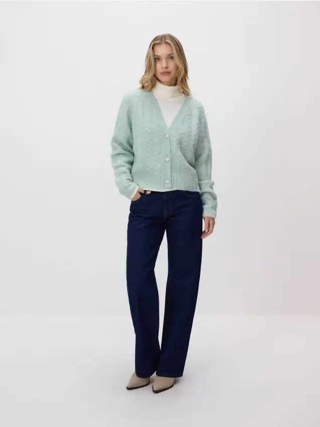 Cardigan con trama decorativa - verde pallido