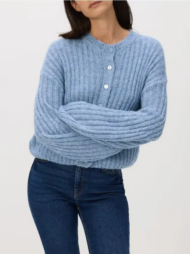 Cardigan con trama intrecciata - blu